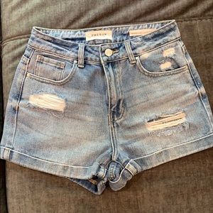 High waisted denim shorts